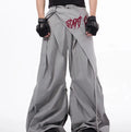 Boys wide-leg Korean style trousers in black and grey colours showing summer functional design