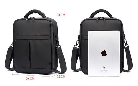 Black Oxford fabric men's messenger bag with single shoulder strap