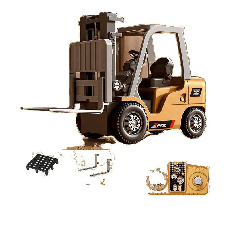 Bluetooth dual-mode remote control 1:64 scale alloy forklift toy with cargo accessories
