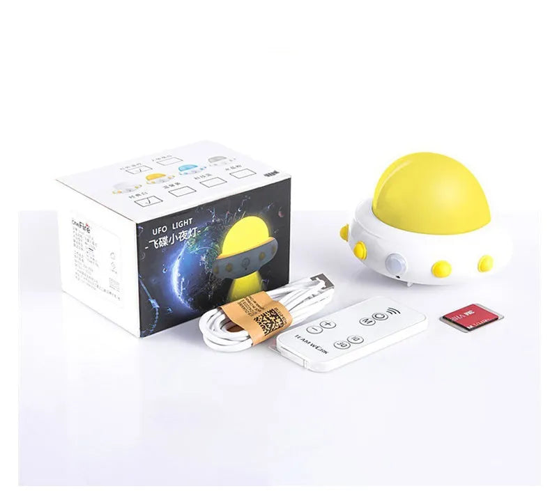 Remote control UFO bedside night light with modern cartoon design
