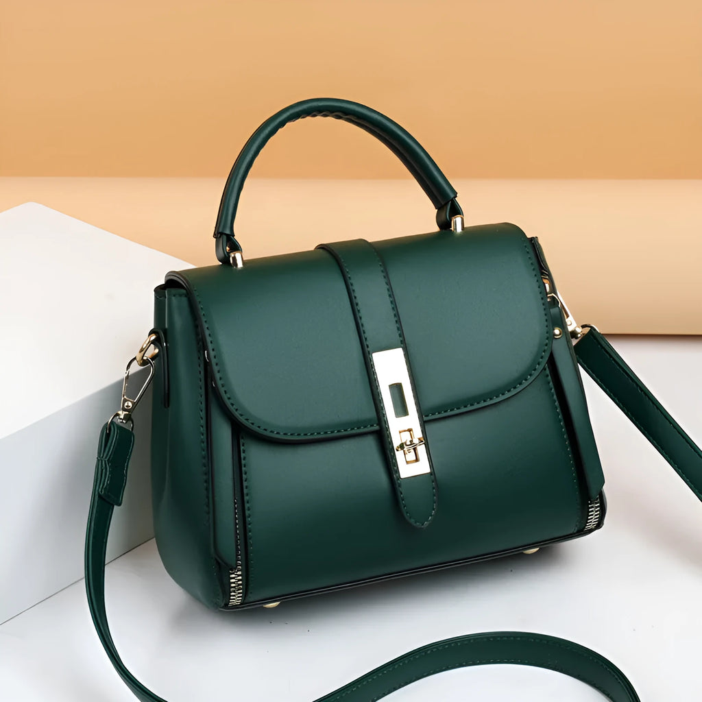 Women's soft PU leather shoulder bag in square vertical messenger style with single strap