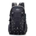 Green polyester sports backpack with main compartment shown open, suitable for outdoor activities.