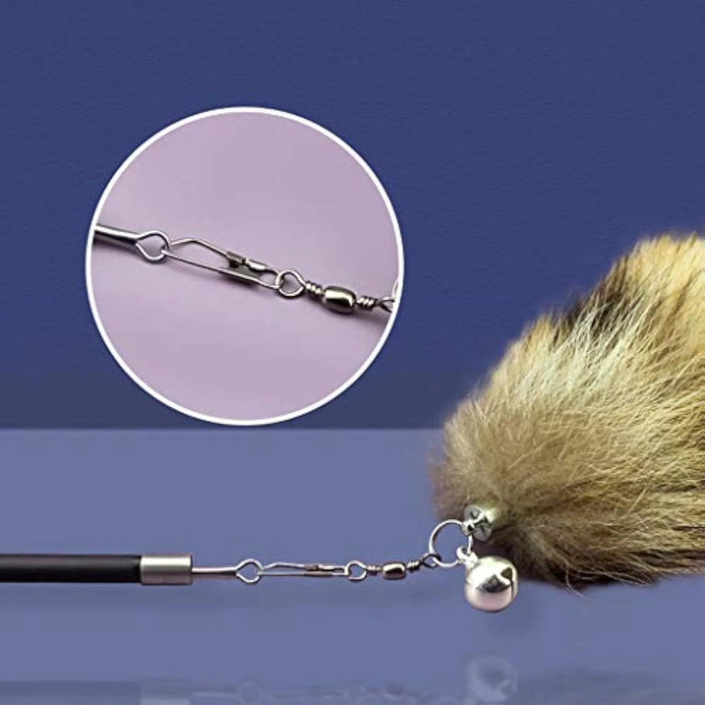 Black cat teaser wand with elastic string, length 42 cm
