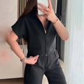 Damascus pattern casual jacket in loose fit with short sleeves