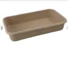Brown disposable biodegradable cat litter box shown in three different size options for pet waste management
