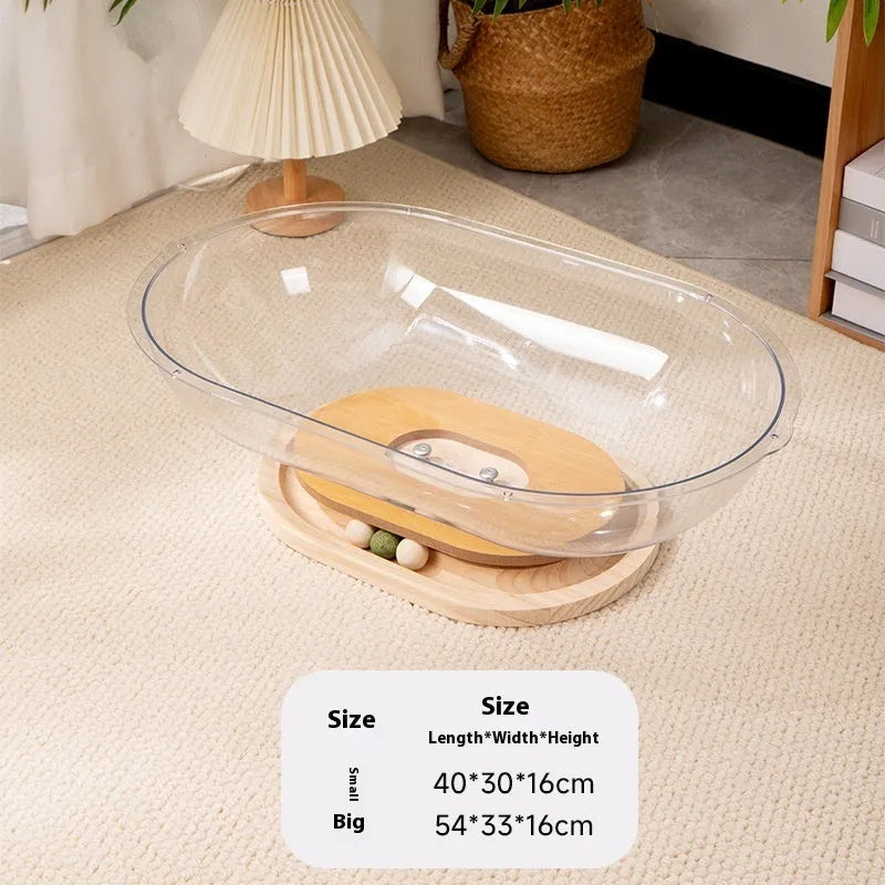 Transparent acrylic cat space capsule bathtub bed in multiple size options for indoor pet furniture
