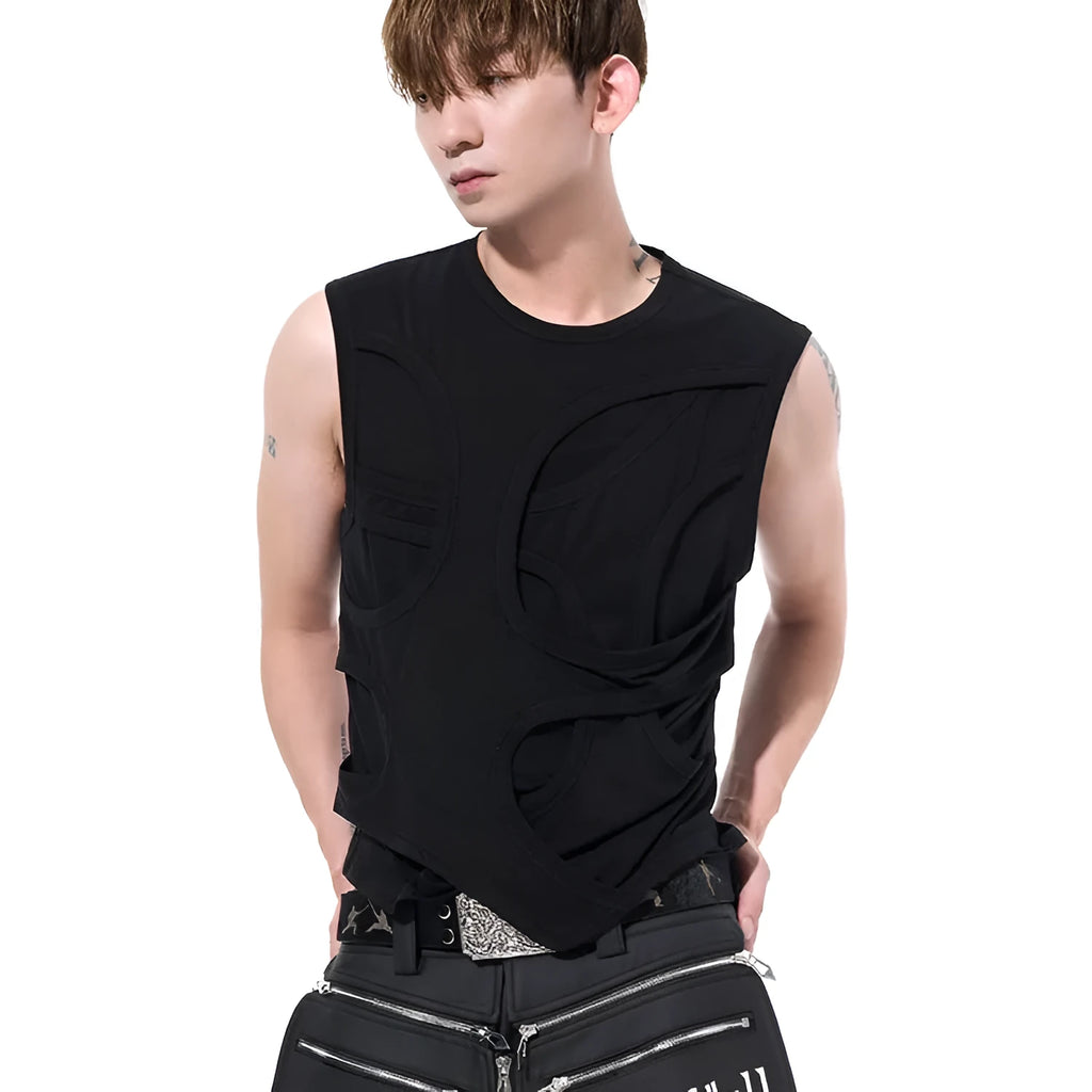 Men's solid colour lyocell summer vest with round neck collar in tank top style