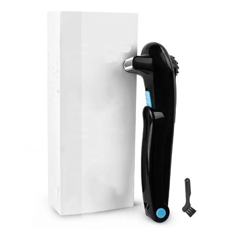 Black folding body electric shaver for whole body hair removal with battery compartment