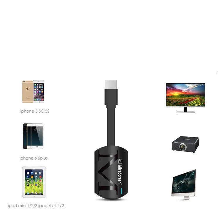 Black USB HDMI dongle for Android phone screen mirroring to TV with 1080p output