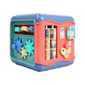 Baby hexahedron educational toy with six different games including bead maze and clock cognition