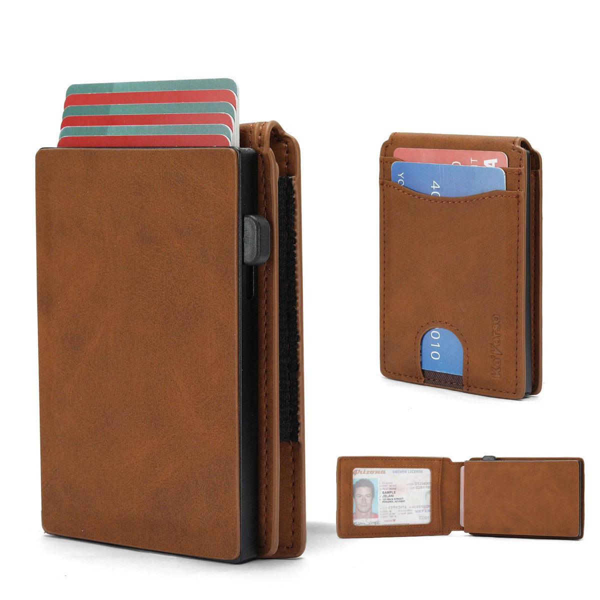 Men's microfiber synthetic leather card holder wallet in black, dark brown and light brown colours