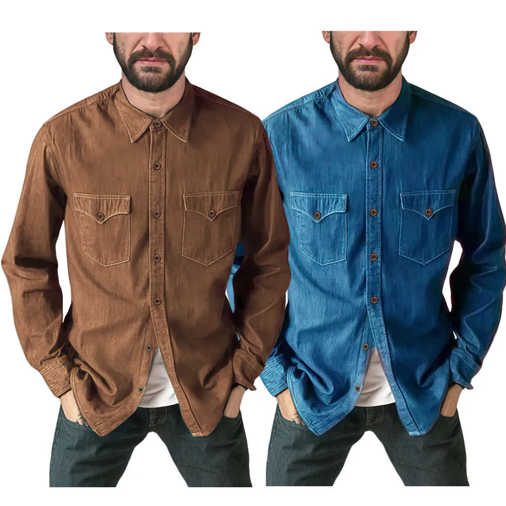 Cotton denim cardigan coat in regular fit available in multiple colours and sizes.