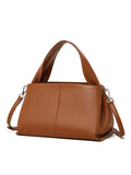 Women's genuine leather messenger bag in horizontal square shape with retro texture and shoulder straps