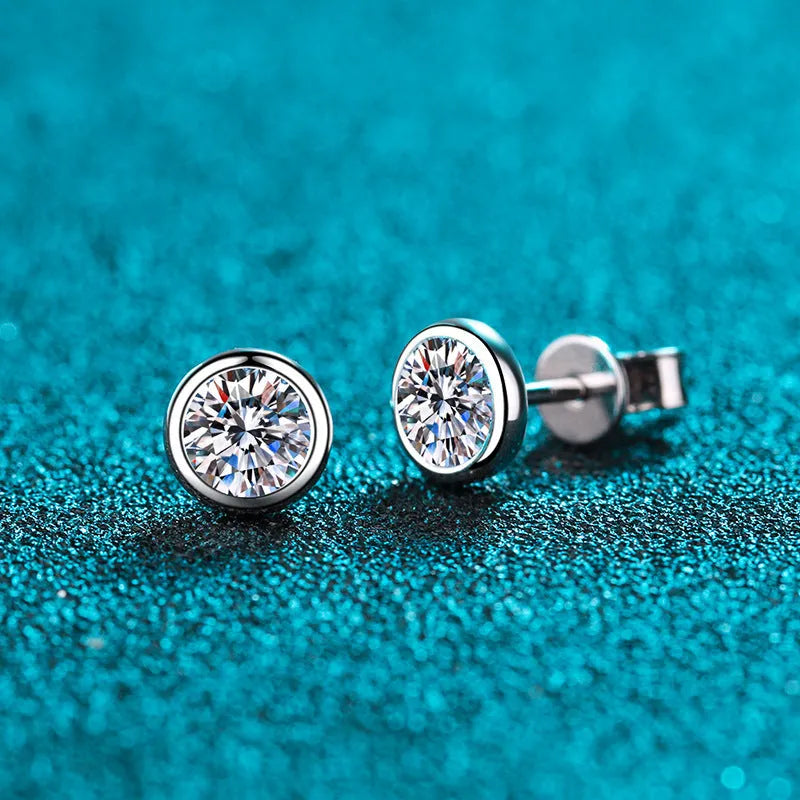 Gold-plated 925 sterling silver geometric earrings for women with moissanite or zircon stone options.