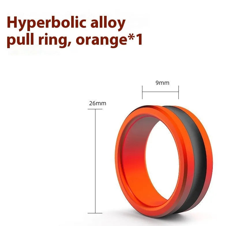 Alloy fishing hand guard pull loop tool with non-slip grip in orange and silver colour options