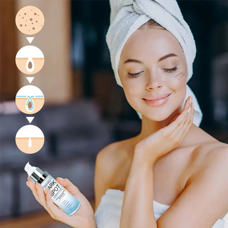 Bottle of spot lightening essence for brightening, moisturising, and tightening skin