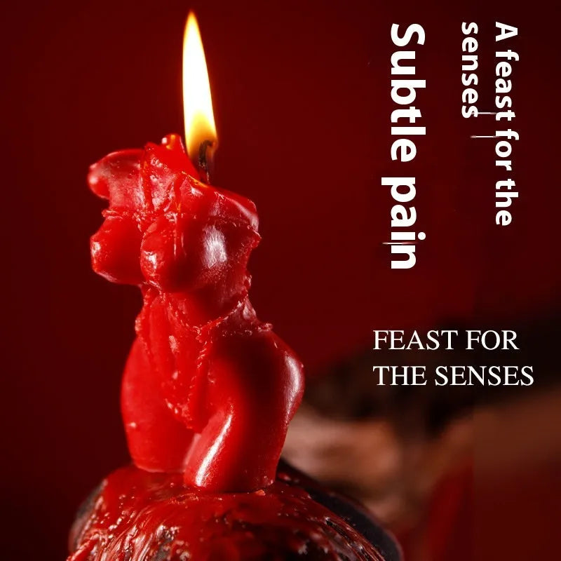 9i Smsexy low-temperature soy wax bikini candle in red, pink, or purple for sensual use.