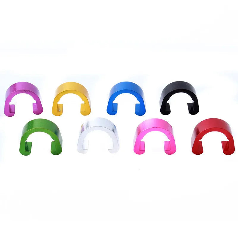 Aluminium alloy C-shaped buckle hardware component in multiple colours.