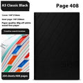 A5 office notepad with striped PU leather cover open on 80g Wood-free paper.