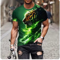 Men's grey T-shirt with raised 3D lion graphic print on front