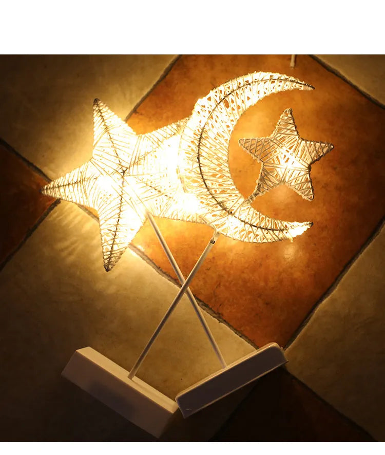 LED rattan decorative star lamp with copper wire construction for bedroom lighting