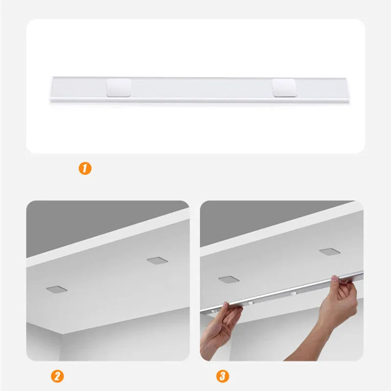 Rechargeable Cat's Eye Hill corrugated LED light strip in black, showing magnetic mount and hill projection light effect.