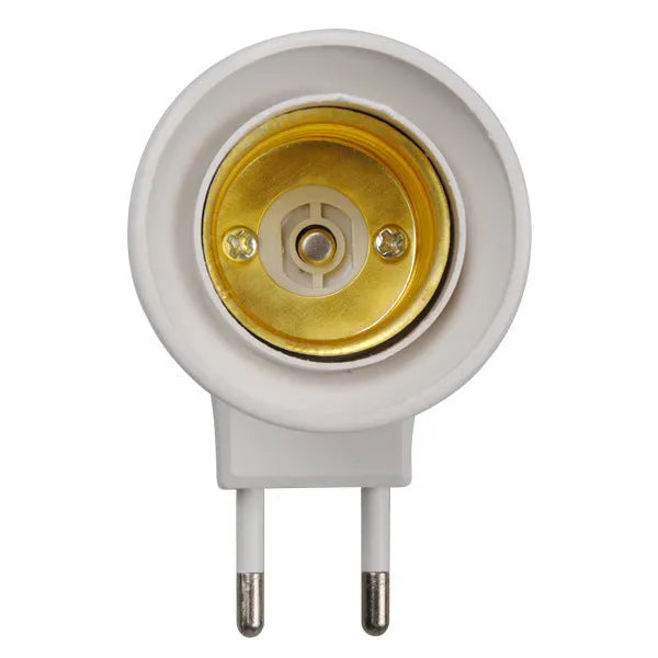 White E27 wall plug-in screw lamp holder with switch control for bulb adapter conversion