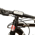 Black USB rechargeable bicycle headlight with 350 lumen output and wave induction sensor.
