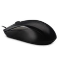 Black wired USB optical mouse with 1000dpi sensor, three buttons, and 1.5m cable for desktop or notebook use