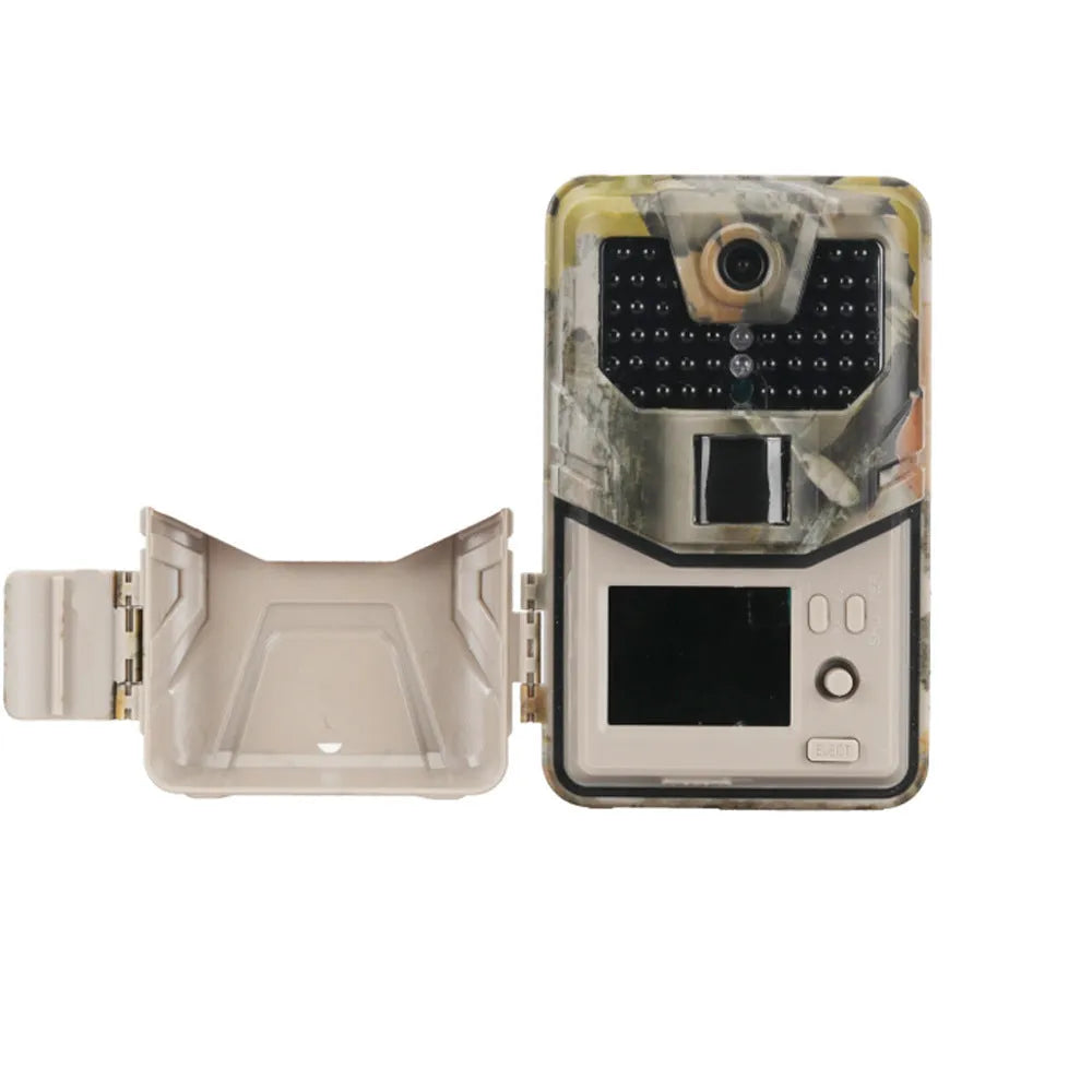 Camouflage outdoor Bluetooth hunting camera with infrared LEDs and compact design