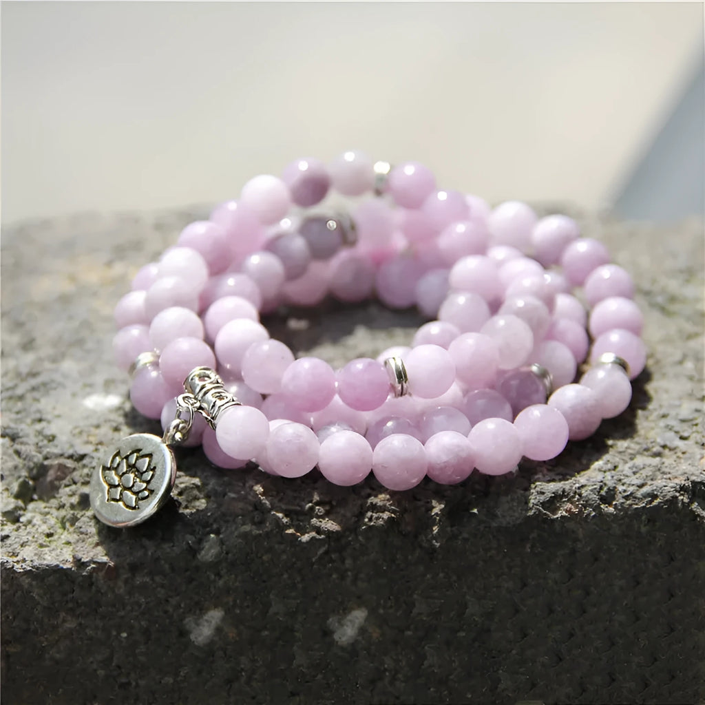 Women's natural stone angel echeveria bracelet with geometric lotus design in literary style