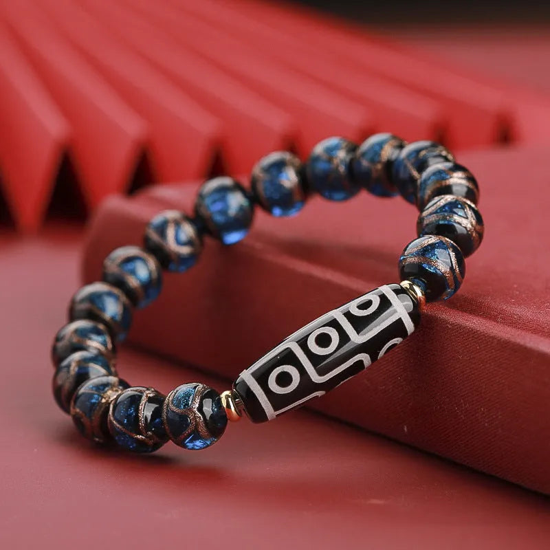 Chinese coloured glaze bracelet with five-colour snake motif lucky beads