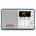 Tecsun Q3 digital audio player and FM radio in white, yellow, red, green, blue or black