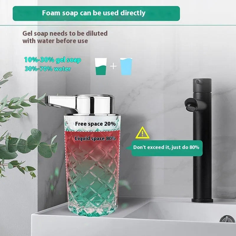 Silver automatic sensor soap dispenser with USB Type-C charging port