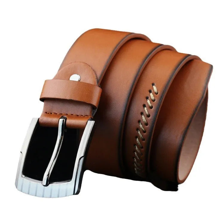 Men's retro style pin buckle belt in imitation leather with alloy buckle