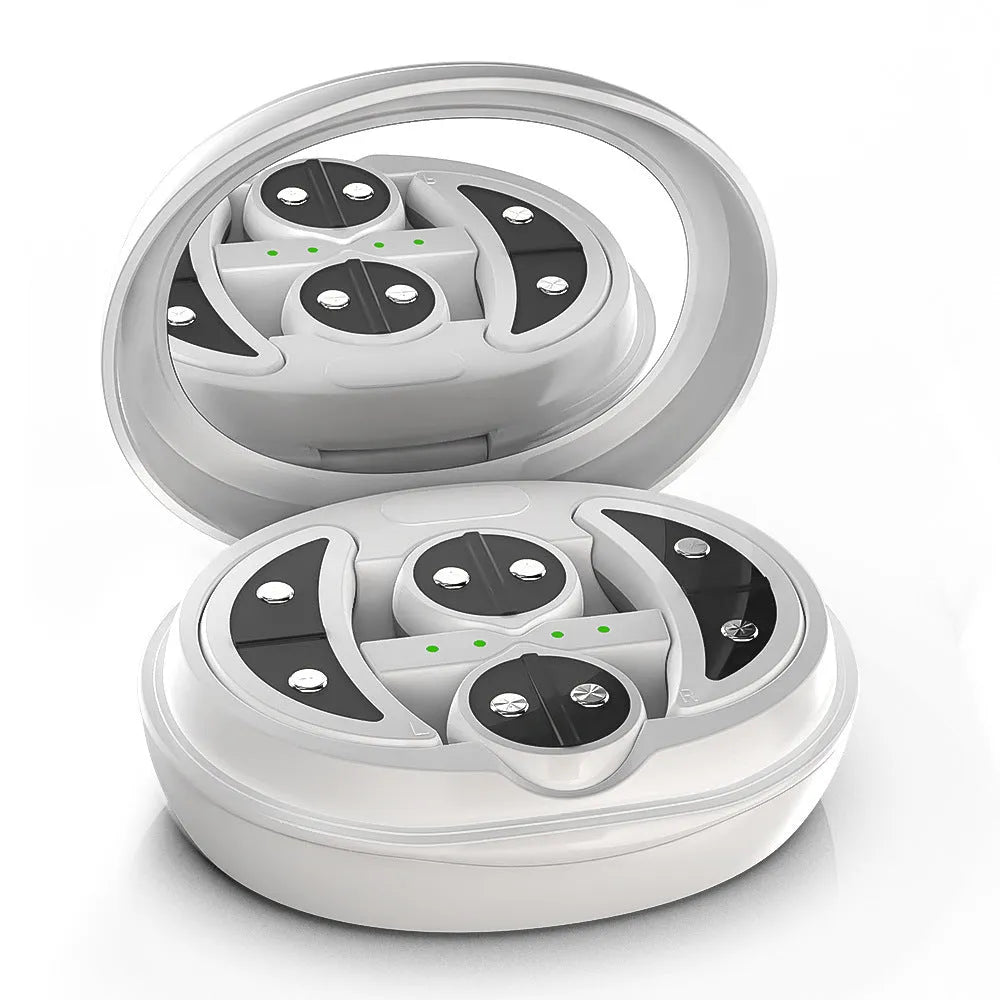 White wireless red light eye and facial massager with EMS technology for dark circles reduction