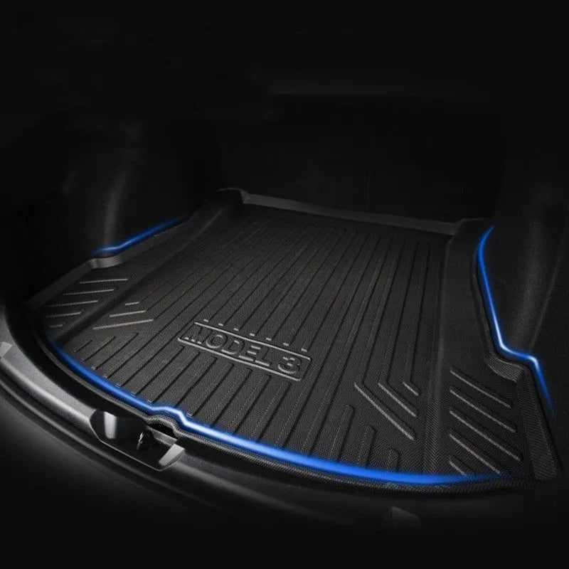 Rubber floor mats for Tesla cars including TPE footrest sections