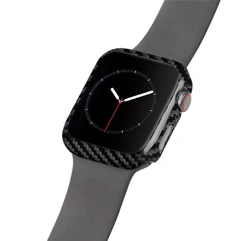Ultra-thin bright black half wrap leather case on a 44mm Apple Watch Series 4