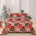 Christmas red plaid pattern bed sheet set with quilt cover and pillowcases in European style