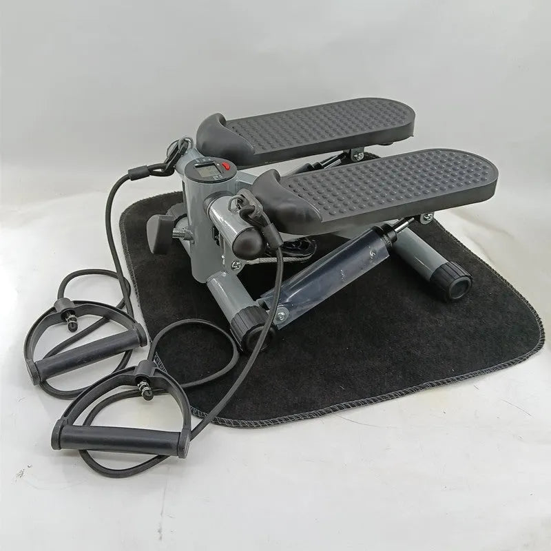 Silver grey household mini treadmill pedal machine with hydraulic resistance for waist slimming exercises