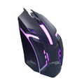Black and white luminous USB wired computer mouse with colourful glow and 1.3 metre cable