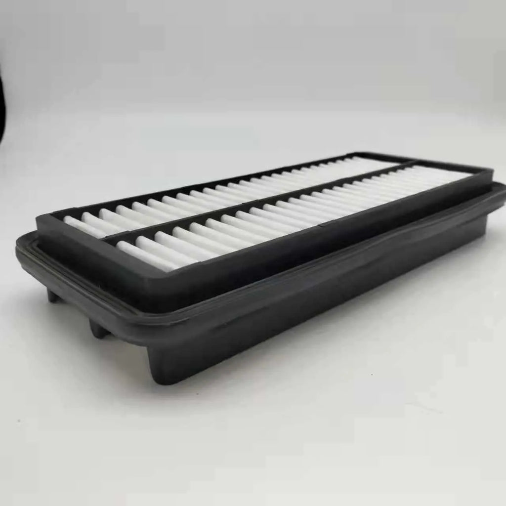 Black automotive air filter for Modern cars with dimensions 256mm by 113mm by 40mm