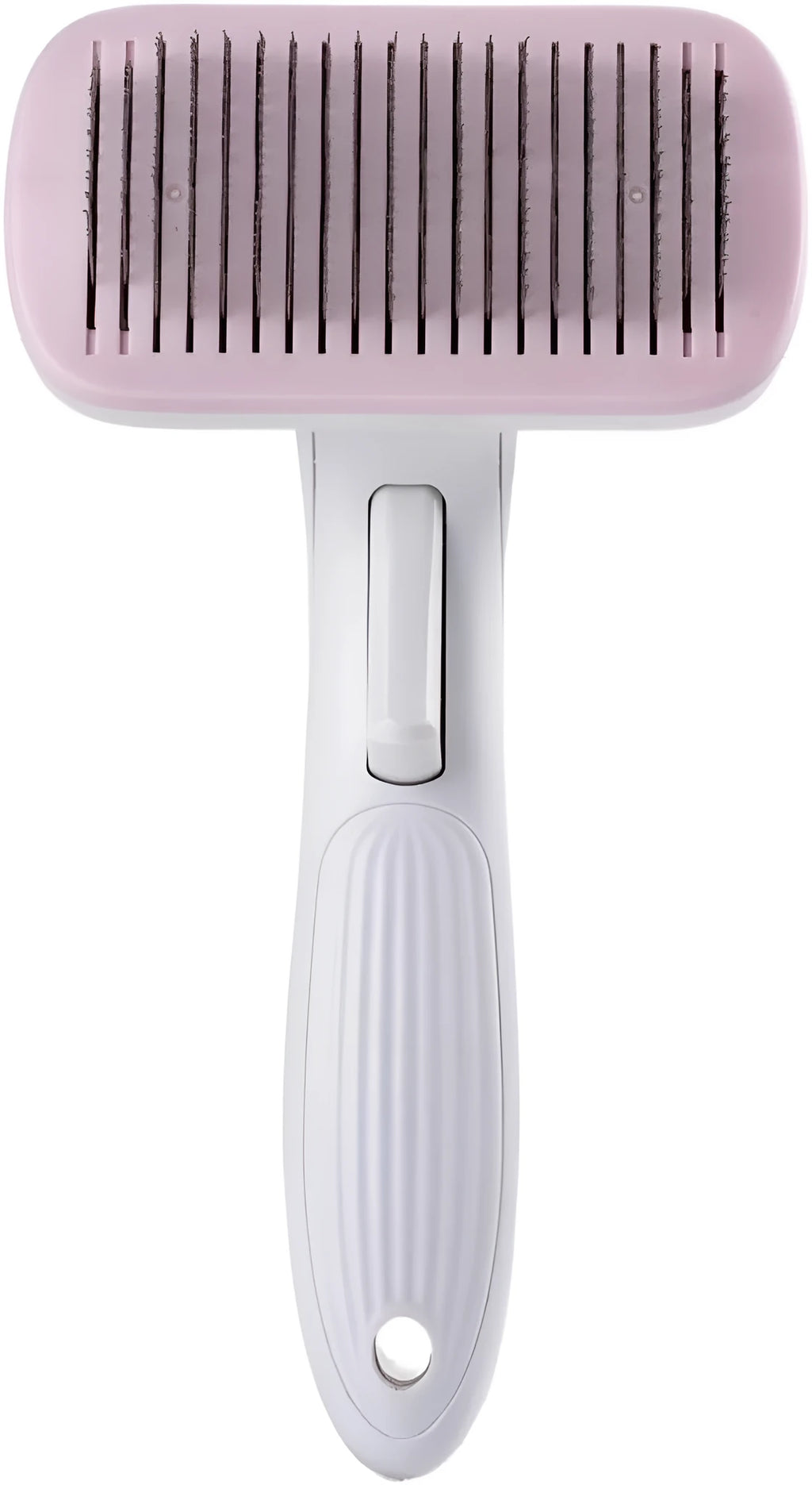 Automatic pet hair removal comb in blue for dogs and cats with one-click removal technology