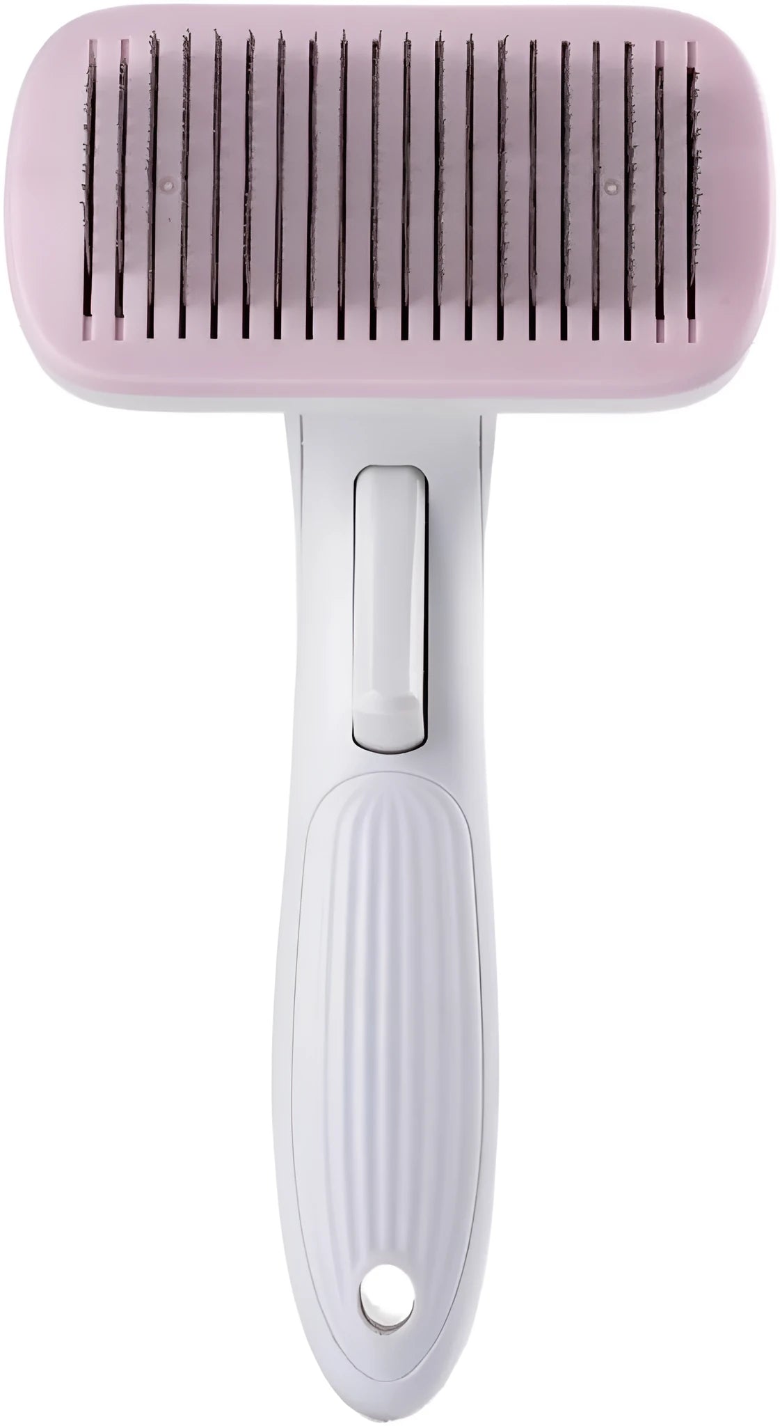 Automatic pet hair removal comb in blue for dogs and cats with one-click removal technology