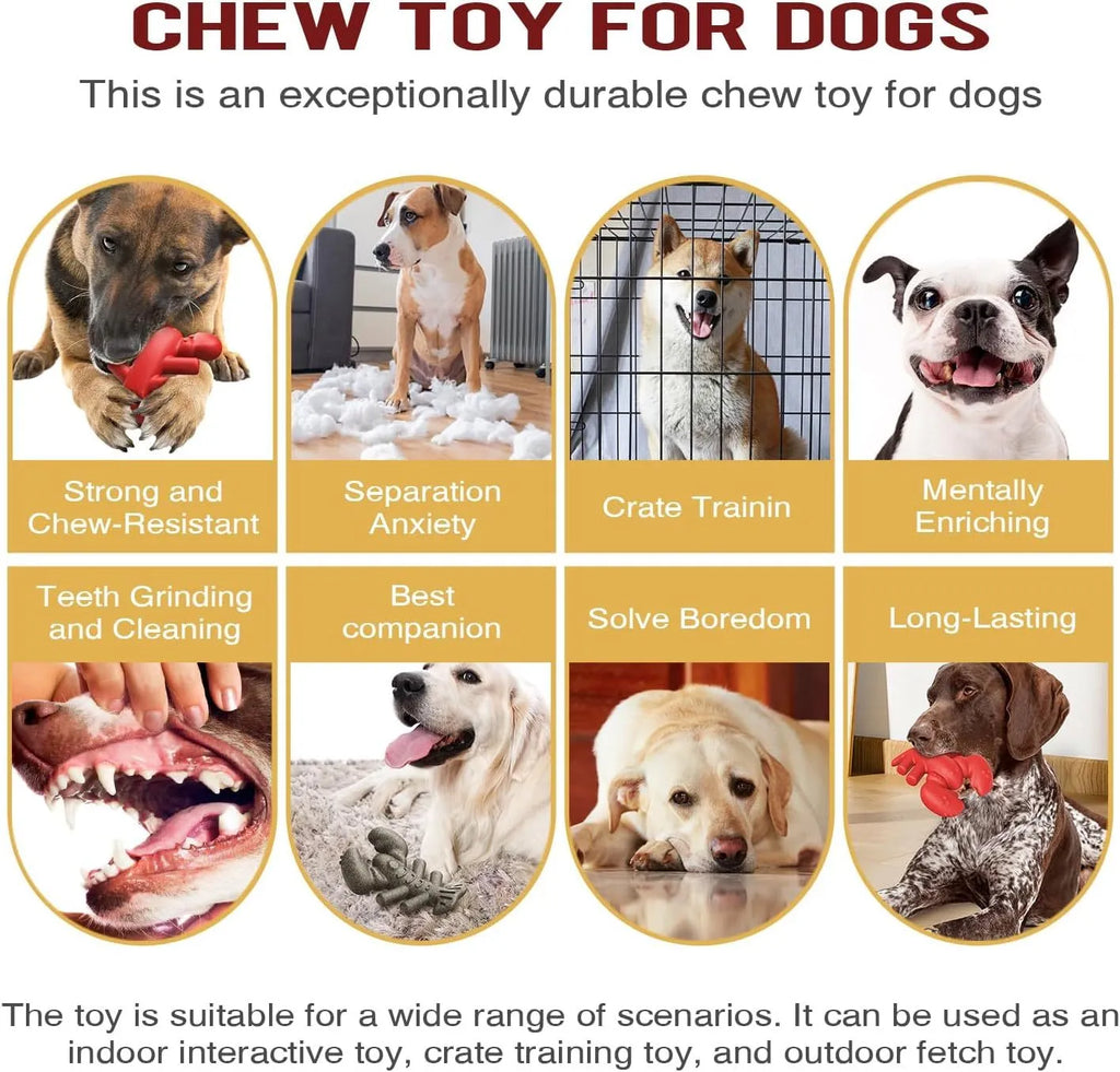 Red hard dog chew toy for large aggressive chewers on a plain background