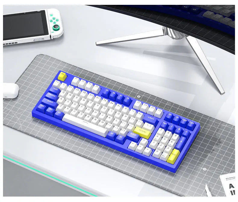 K98 mechanical keyboard with backlight in choice of colours including black orange and sky blue versions