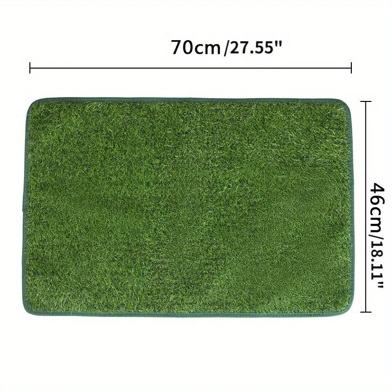 Artificial grass dog toilet training mat with drainage holes and plastic base in three size options