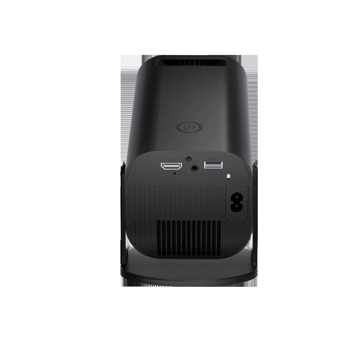 P330 portable mini projector in black or white colour, shown with remote control and power cord.