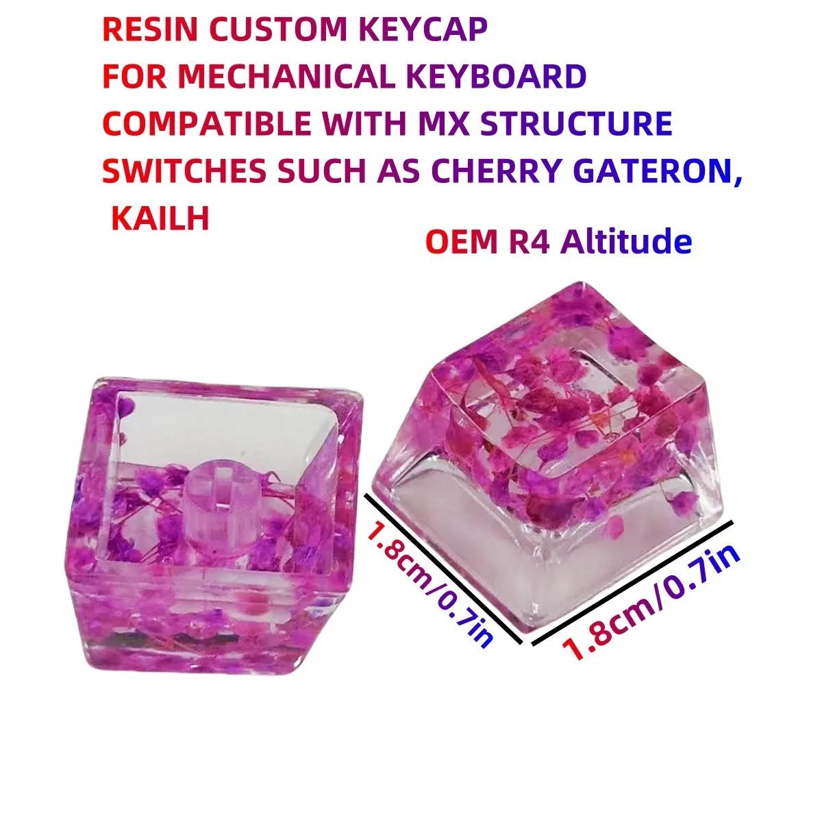 Clear resin mechanical keyboard keycap with starry sky design in green.
