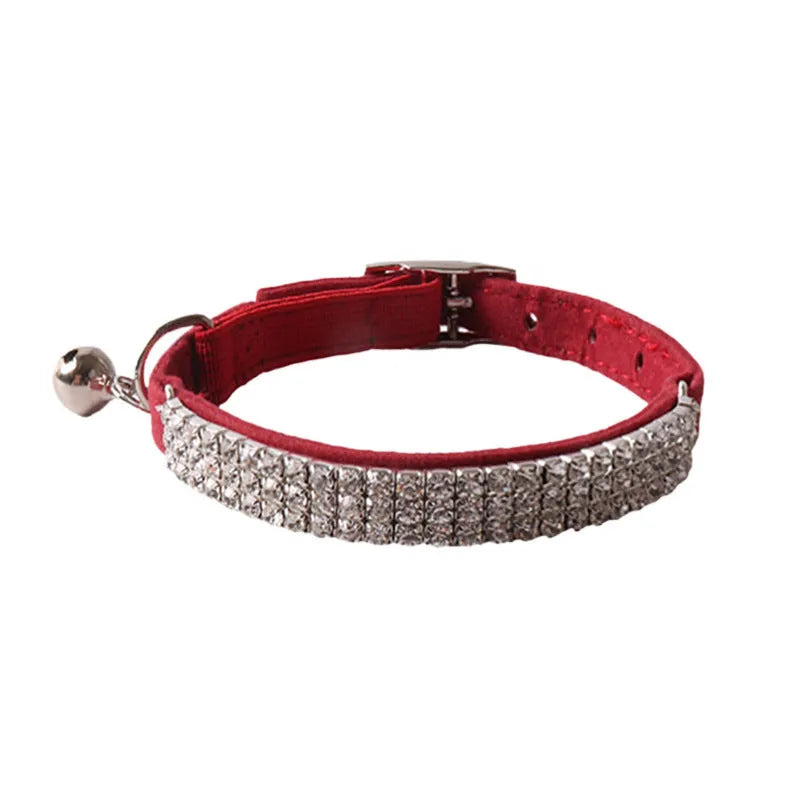 Flocking material cat collar with elastic buckle in six colour options